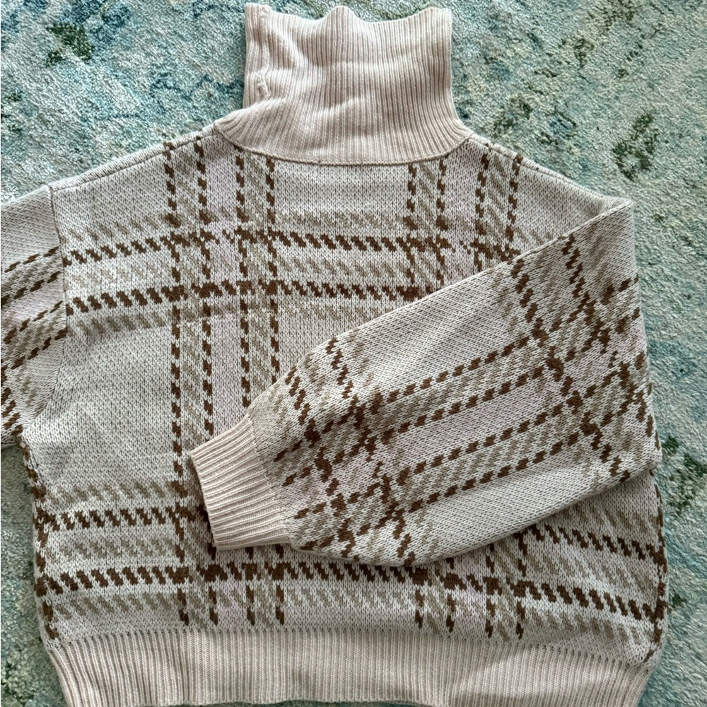 Pink Striped Turtleneck Sweater